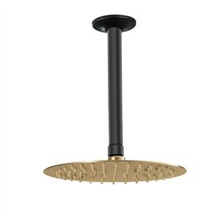 Grifo empotrado ducha monomando rosales techo redondo negro oro mate latón
