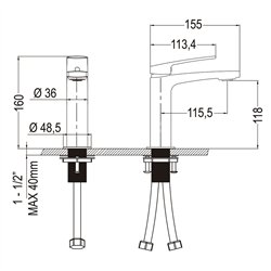 Grifo lavabo monomando valdivielso cromo brillo latón