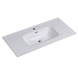 Lavabo de encastrar corba rectangular de 121 cm x 46 cm blanco brillo porcelana