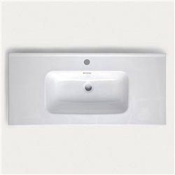Lavabo de encastrar corba rectangular de 121 cm x 46 cm blanco brillo porcelana