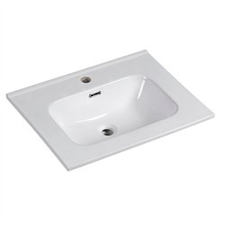 Lavabo de encastrar corba rectangular de 61 cm x 46 cm blanco brillo porcelana