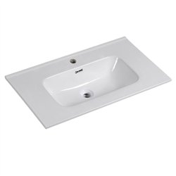 Lavabo de encastrar corba rectangular de 81 cm x 46 cm blanco brillo porcelana