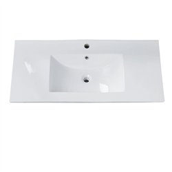 Lavabo de encastrar tesla rectangular de 101 cm x 46 cm blanco brillo porcelana