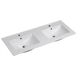 Lavabo de encastrar tesla rectangular de 121 cm x 46 cm blanco brillo porcelana