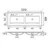 Lavabo de encastrar tesla rectangular de 121 cm x 46 cm blanco brillo porcelana