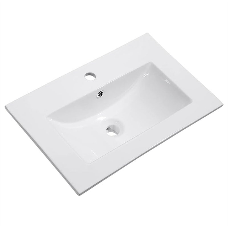Lavabo de encastrar tesla rectangular de 61 cm x 46 cm blanco brillo porcelana