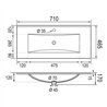 Lavabo de encastrar tesla rectangular de 71 cm x 46 cm blanco brillo porcelana
