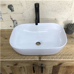 Compra Lavabo sobrencimera ovalado de 48 cm x 37 cm blanco mate