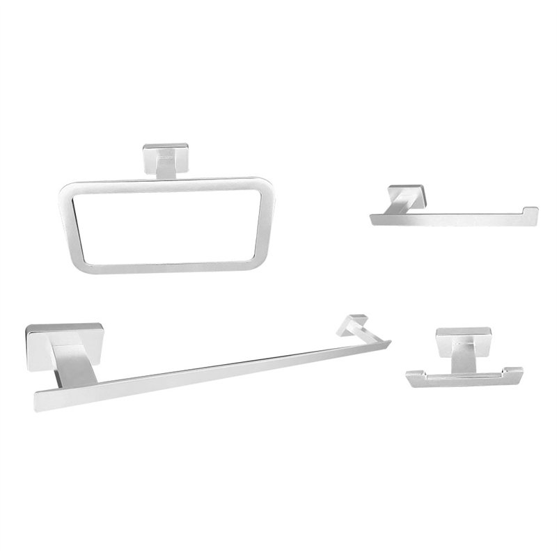 Pack 4 accesorios de baño blanco mate acero inoxidable