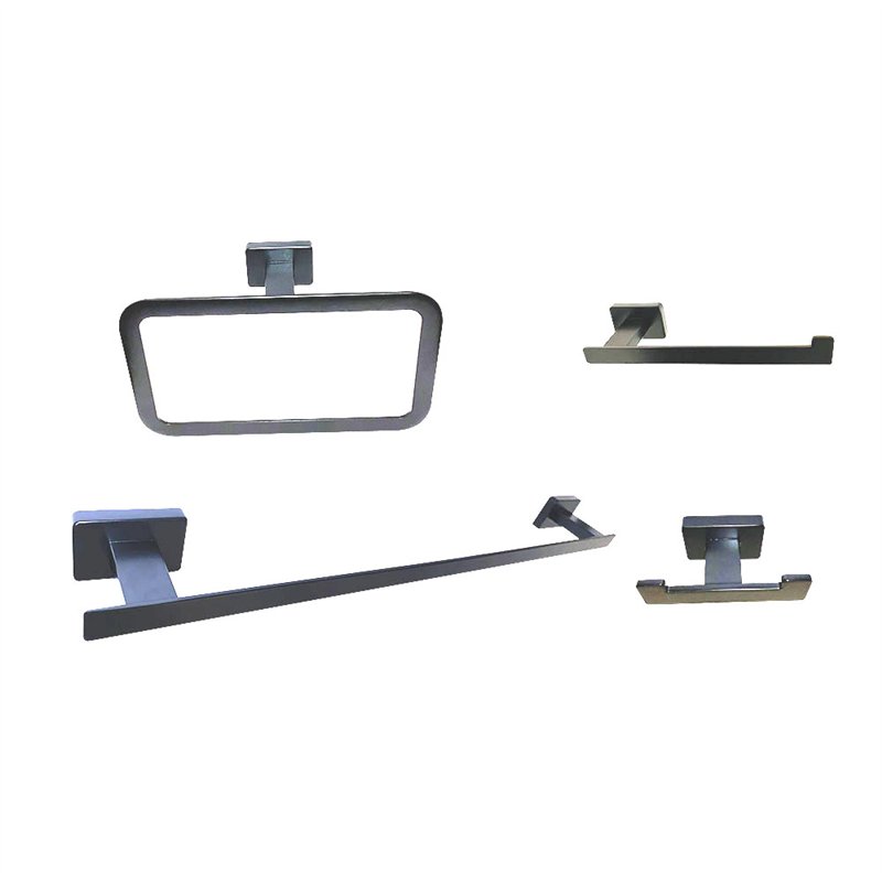 Pack 4 accesorios de baño torme metal antracita mate acero inoxidable