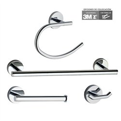 Pack 4 accesorios de baño villanueva cromo brillo acero inoxidable