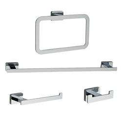 Pack 4 accesorios de baño puentedey cromo brillo acero inoxidable