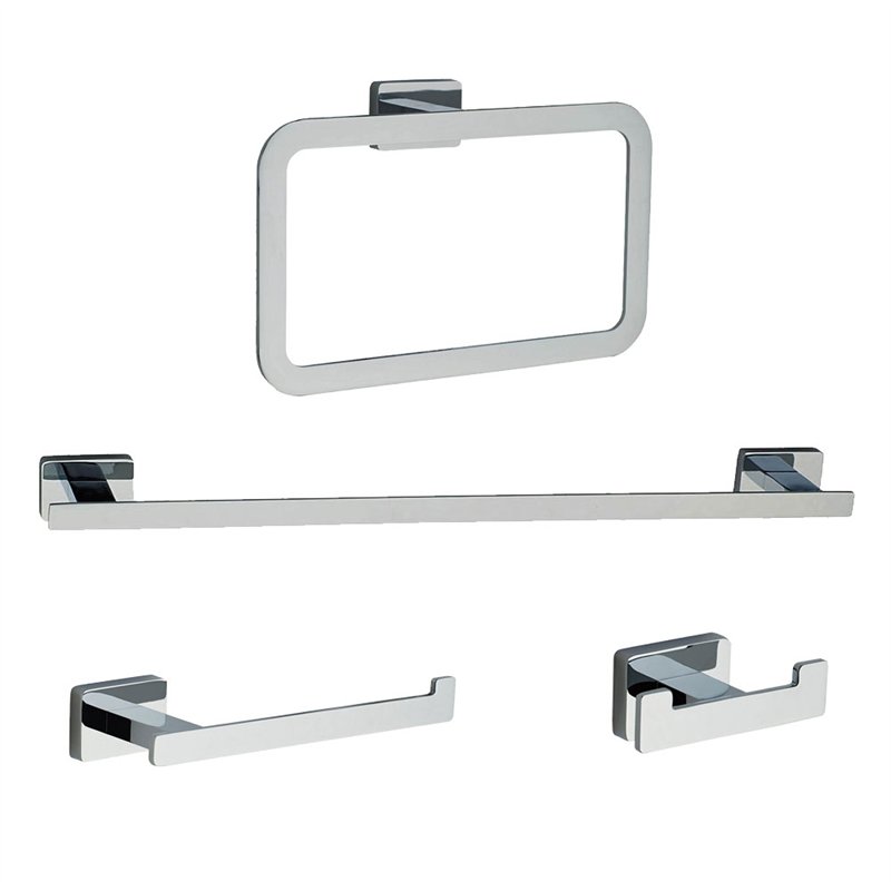 Pack 4 accesorios de baño puentedey cromo brillo acero inoxidable