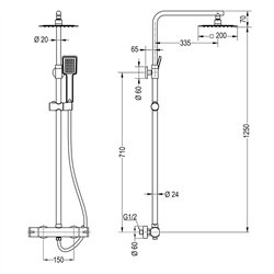 Pack columna y grifo termostático tobalina cromo brillo latón