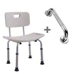 Pack silla ducha y asa seguridad negro mate abs
