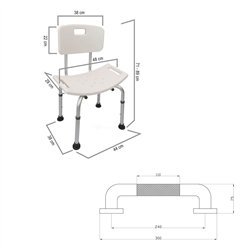 Pack silla ducha y asa seguridad negro mate abs