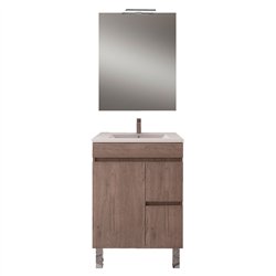 Conjunto de baño albuera 60x45 cm gris brillo 2 cajones y 2 puertas patas