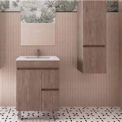 Conjunto de baño albuera 60x45 cm gris brillo 2 cajones y 2 puertas patas