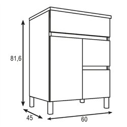 Conjunto de baño albuera 60x45 cm roble natural mate 2 cajones y puerta patas