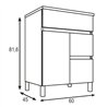 Conjunto de baño albuera 60x45 cm roble natural mate 2 cajones y puerta patas