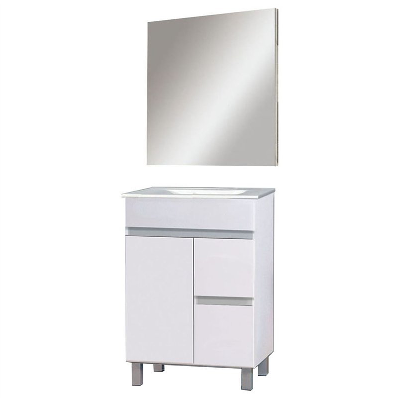 Conjunto de baño albuera 70x45 cm blanco brillo 2 cajones y