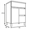Conjunto de baño albuera 70x45 cm blanco brillo 2 cajones y