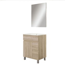 Conjunto de baño albuera 70x45 cm roble natural mate 2 cajones y puerta patas
