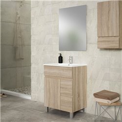Conjunto de baño albuera 70x45 cm roble natural mate 2 cajones y puerta patas