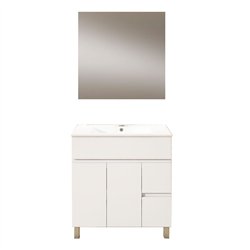 Conjunto de baño albuera 80x45 cm blanco brillo 2 cajones y 2 puertas patas