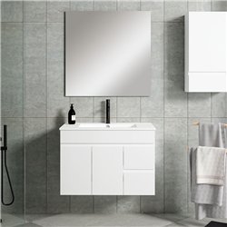 Conjunto de baño albuera 80x45 cm blanco brillo 2 cajones y 2 puertas suspendido