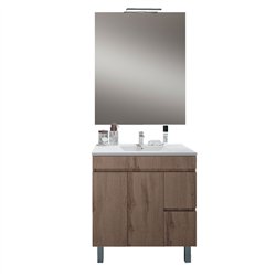 Conjunto de baño albuera 80x45 cm gris brillo 2 cajones y 2 puertas patas