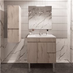 Conjunto de baño albuera 80x45 cm gris brillo 2 cajones y 2 puertas patas