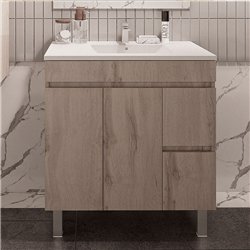 Conjunto de baño albuera 80x45 cm gris brillo 2 cajones y 2 puertas patas