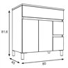 Conjunto de baño albuera 80x45 cm gris brillo 2 cajones y 2 puertas patas