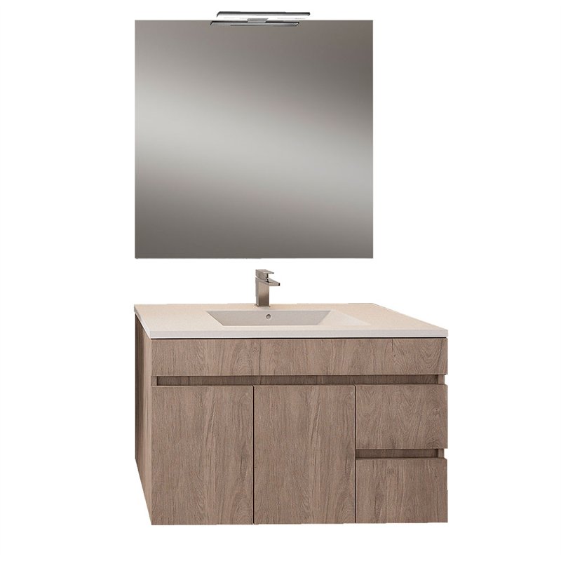 Conjunto de baño albuera 80x45 cm gris brillo 2 cajones y 2 puertas suspendido