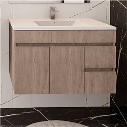 Conjunto de baño albuera 80x45 cm gris brillo 2 cajones y 2 puertas suspendido