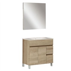 Conjunto de baño albuera 80x45 cm roble natural mate 2 cajones y 2 puertas patas