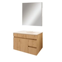 Conjunto de baño albuera 80x45 cm roble natural mate 2 cajones y puertas suspend