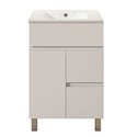 Mueble + lavabo albuera 60x45 cm blanco brillo 2 cajones y 2 puertas patas