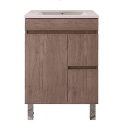 Mueble + lavabo albuera 60x45 cm gris brillo 2 cajones y 2 puertas patas