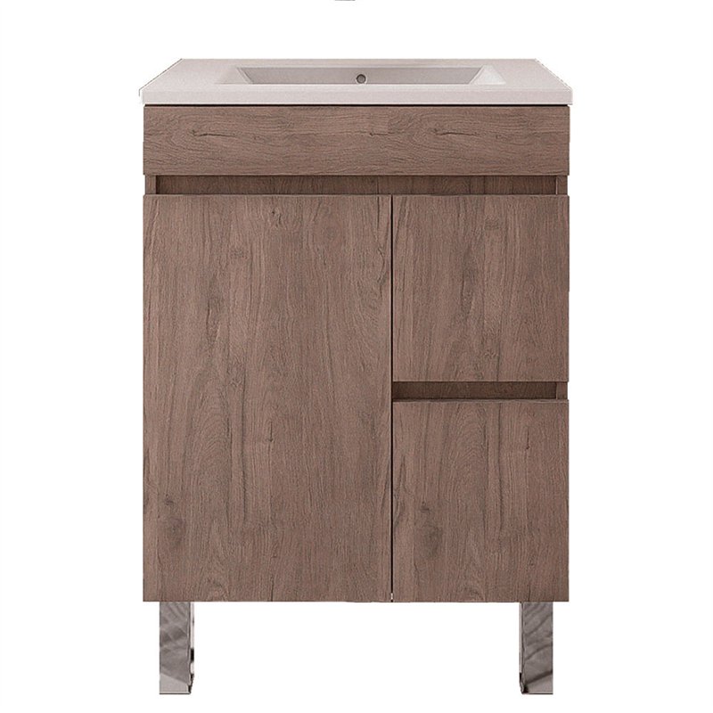 Mueble + lavabo albuera 60x45 cm gris brillo 2 cajones y 2 puertas patas