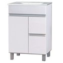 Mueble + lavabo albuera 70x45 cm blanco brillo 2 cajones y 2 puertas patas
