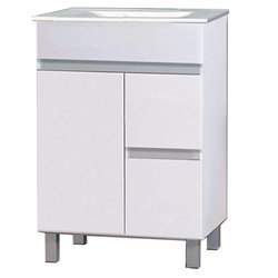 Compra Mueble + lavabo albuera 70x45 cm blanco brillo 2 cajones