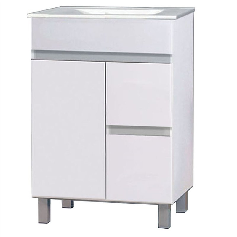 Compra Mueble + lavabo albuera 70x45 cm blanco brillo 2 cajones