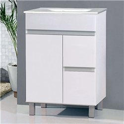 Compra Mueble + lavabo albuera 70x45 cm blanco brillo 2 cajones