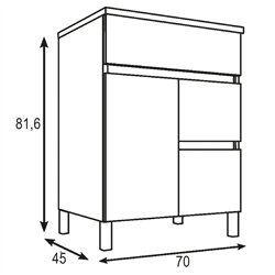 Compra Mueble + lavabo albuera 70x45 cm blanco brillo 2 cajones