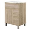 Mueble + lavabo albuera 70x45 cm roble natural mate 2 cajones y 2 puertas patas