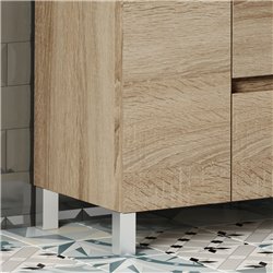 Mueble + lavabo albuera 70x45 cm roble natural mate 2 cajones y 2 puertas patas