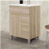 Mueble + lavabo albuera 70x45 cm roble natural mate 2 cajones y 2 puertas patas