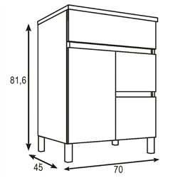 Mueble + lavabo albuera 70x45 cm roble natural mate 2 cajones y 2 puertas patas